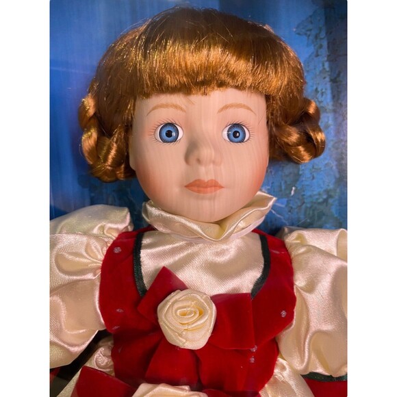 Dan Dee Soft Expressions Genuine Porcelain Doll With Stand Victorian Christmas - Picture 3 of 9